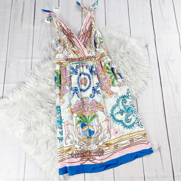 Anthropologie x Collette Dinnigan Tied Shoulder Acionna Silk Art‎ Dress Size 4 - Picture 4 of 6